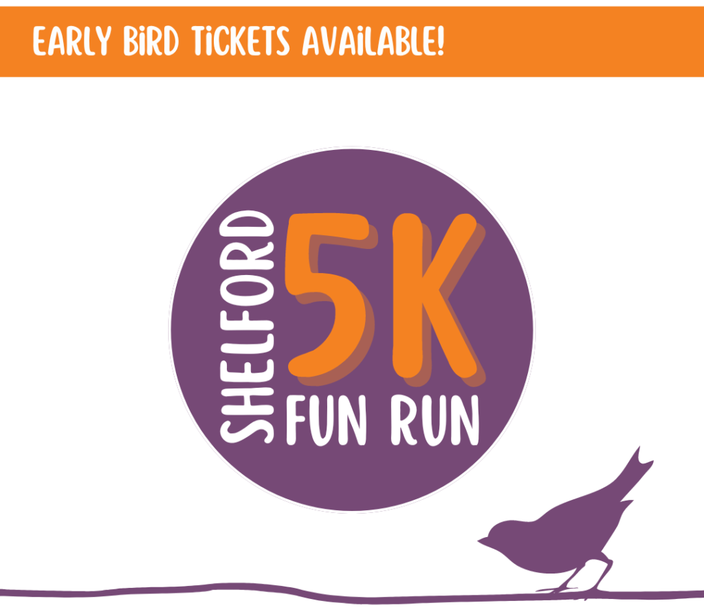 Shelford Fun Run 5k logo with a silhouette of a bird